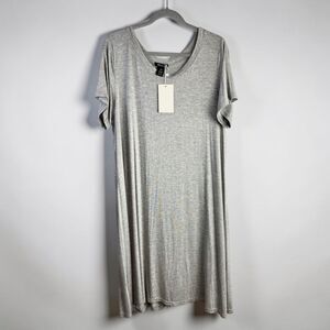 Relaxx 1XL T Shirt Dress NWT Gray Rayon Spandex Jersey Knit Midi Casual Lounge